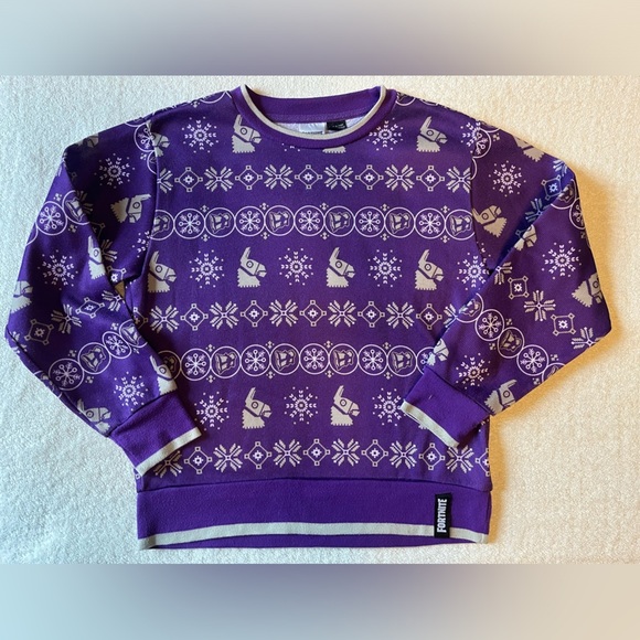 Fortnite Other - Fortnite Ugly Christmas Holiday Sweater, Youth Sz 8. Purple Gray